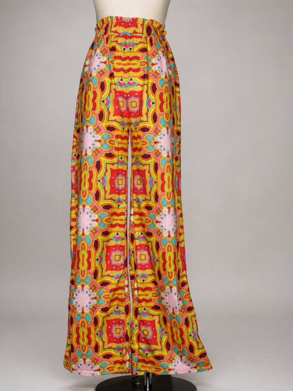 Nuvula Retro 70s Flower Power Colorful Wide Leg Pants S 4